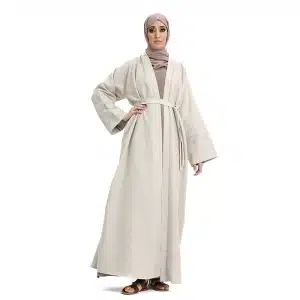 Women's Linen Beige Open Abaya