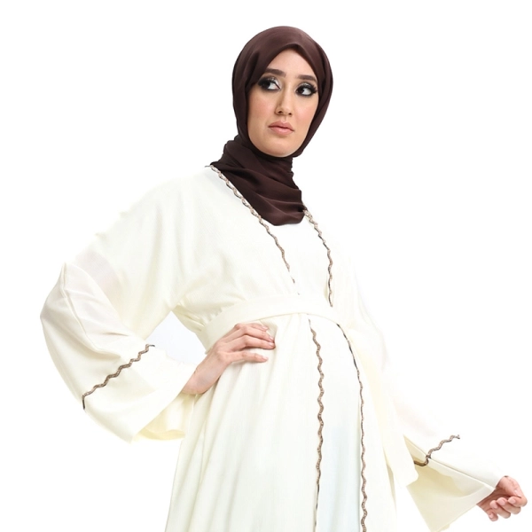 cream 2 Piece abaya Set