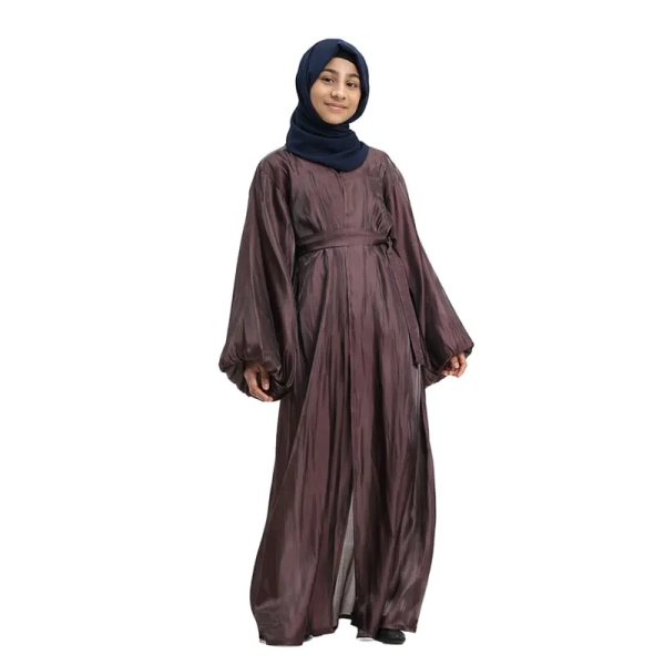 girl mauve organza Islamic kimono