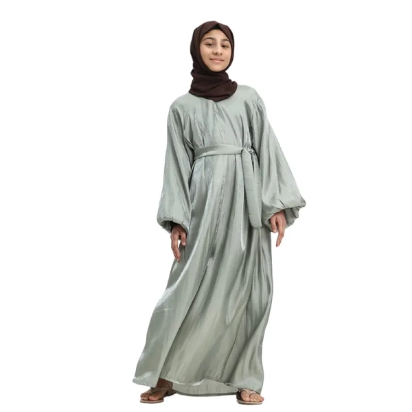 Sage Muslim Girl Organza Kimono