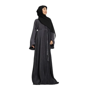 Girls Grey Plicate Abaya