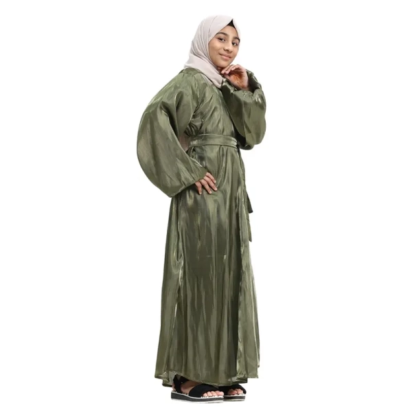 Girls Olive Organza Kimono