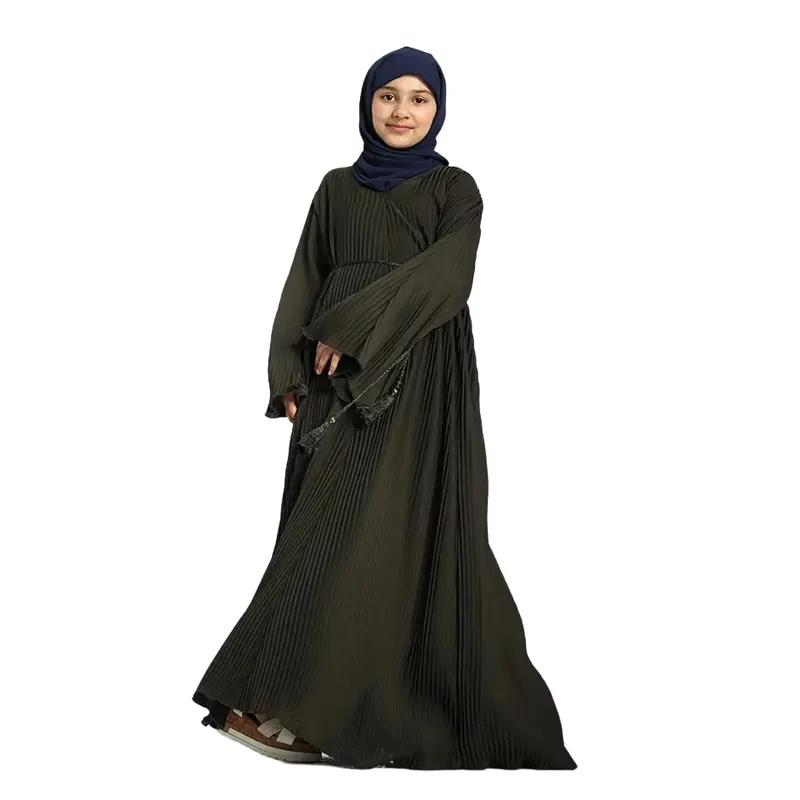 Plicate Khaki Muslim Girl Abaya