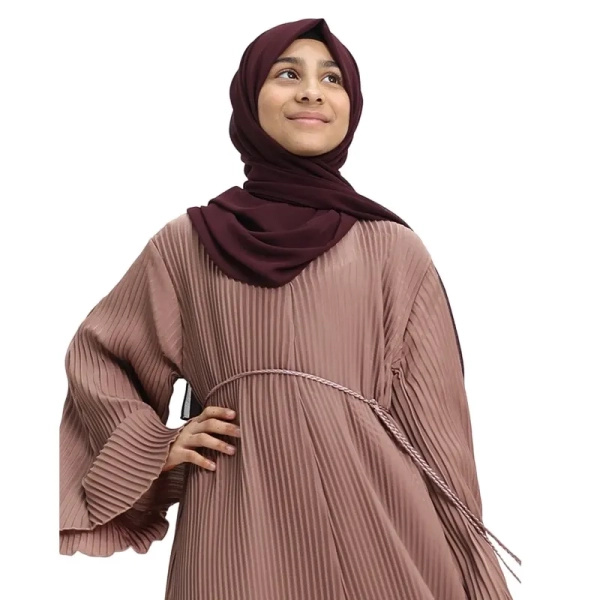 rose pleated abaya for Muslim girls