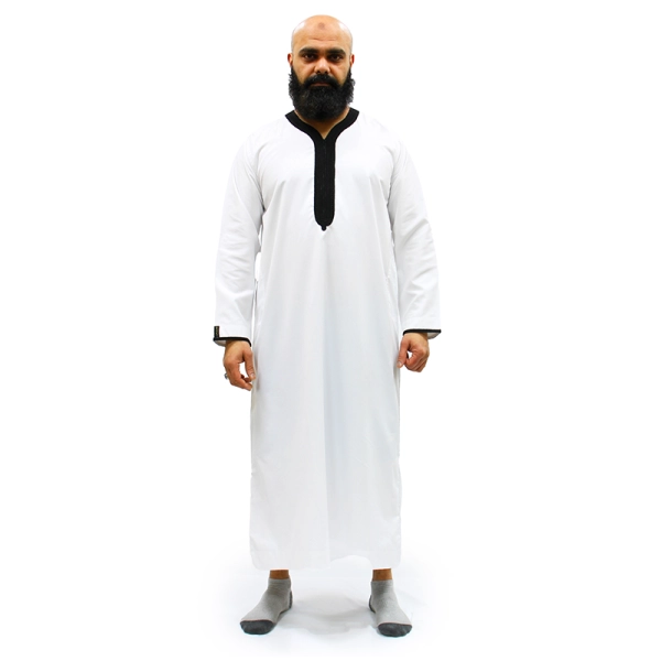 white & black Moroccan men's Muslim thobe