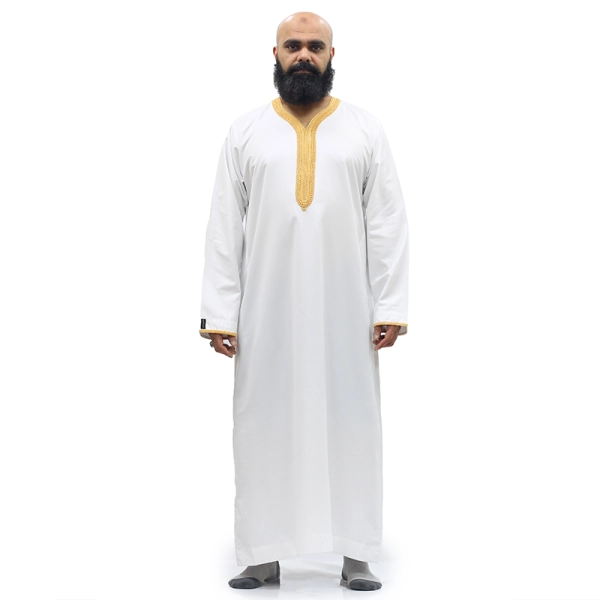 Moroccan White & Gold Men Thobe