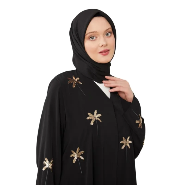 Leaf Design Black Abaya Online