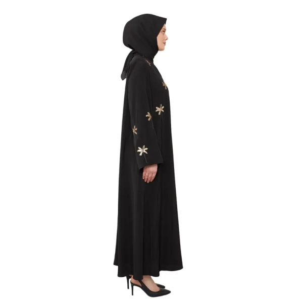 Leaf Design Black Abaya