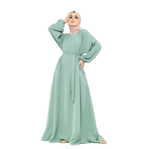 blue abaya with side pockets