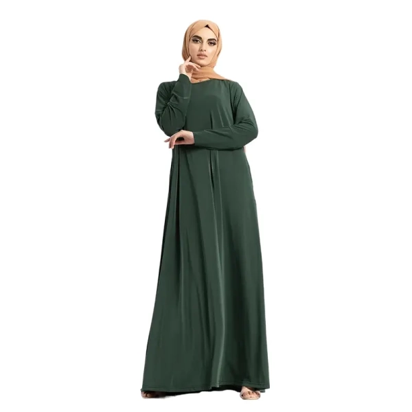 bottle green jersey abaya for muslim women