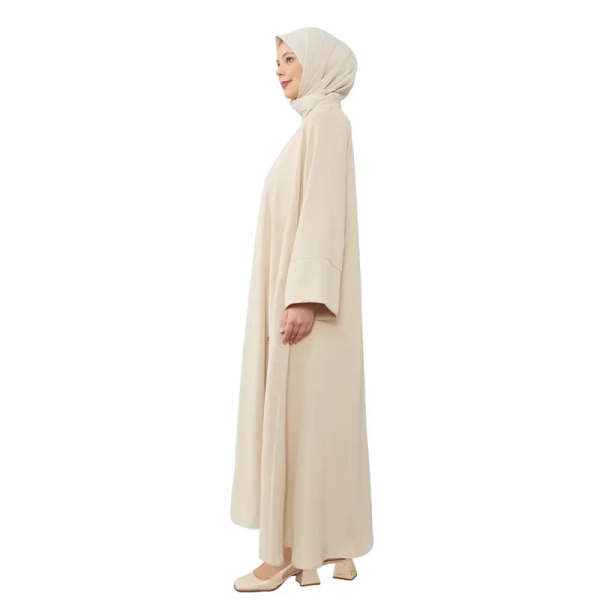 cream Aiyla Muslim belted abaya dress