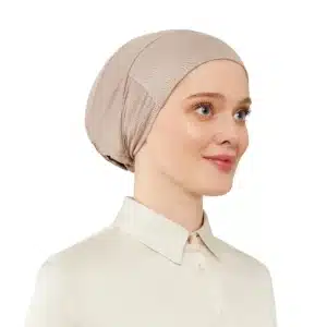 light brown tie & net bone hijab cap