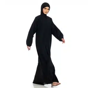 Maryam button abaya in black