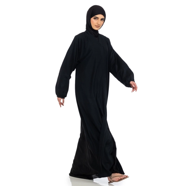 Maryam button abaya in black