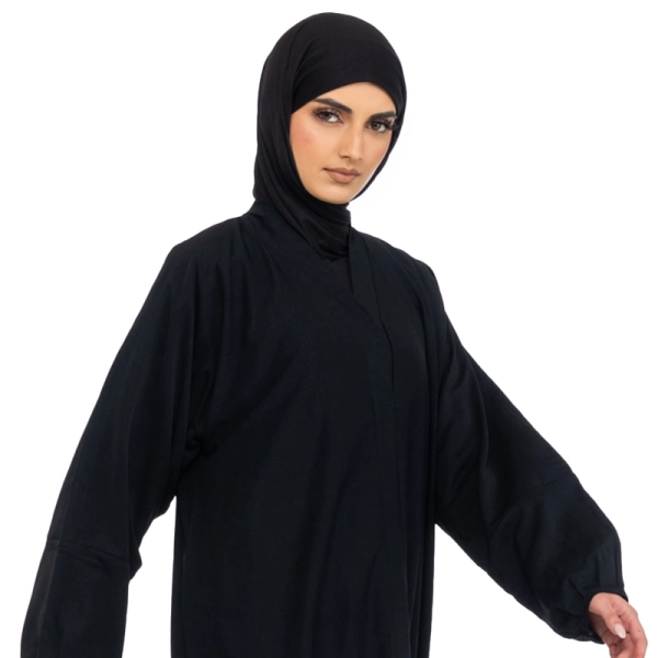 Maryam Button Black Abaya