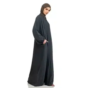 Maryam Button Dark Grey Abaya