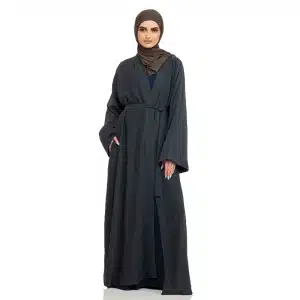 Dark Grey Belted Amani Abaya