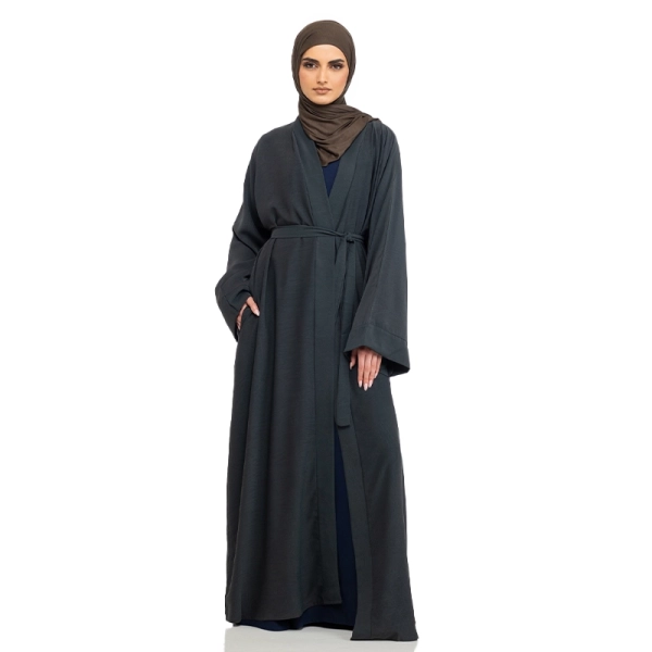 Dark Grey Belted Amani Abaya