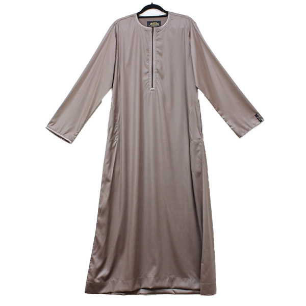 Brown Satin Tasseled Omani Thobe