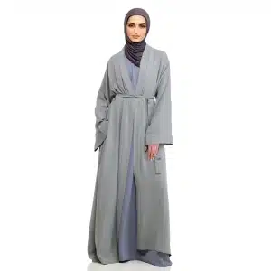 Grey Belted Amani Abaya