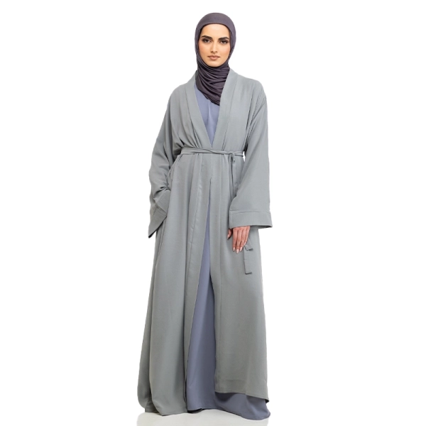 Grey Belted Amani Abaya