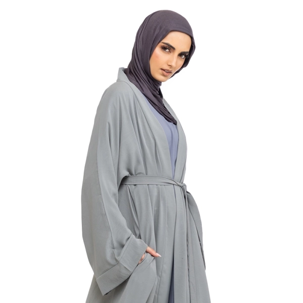 grey Amani belted abaya