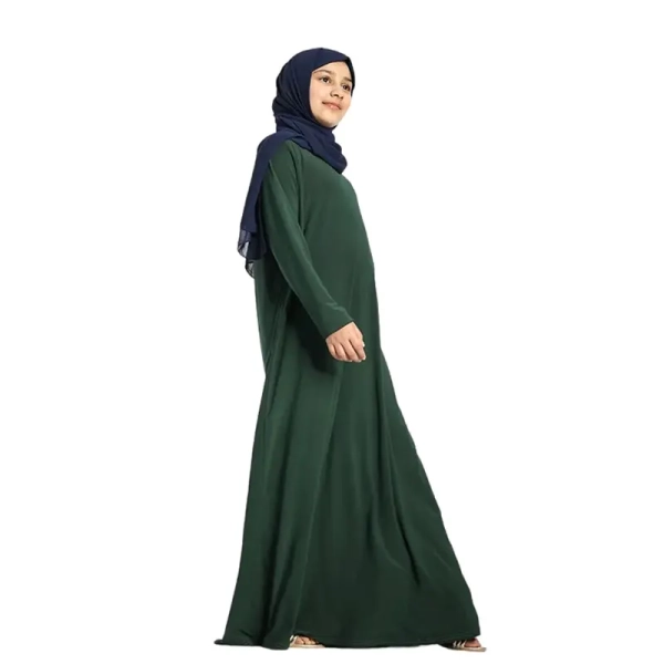 Kids Bottle Green Jersey Abaya