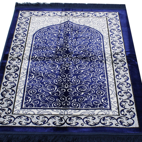 Blue & White Three People Prayer Mat