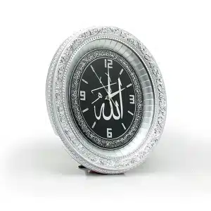 Best Oval Silver & Black Allah Clock (1817) 37 Cm X 32 Cm