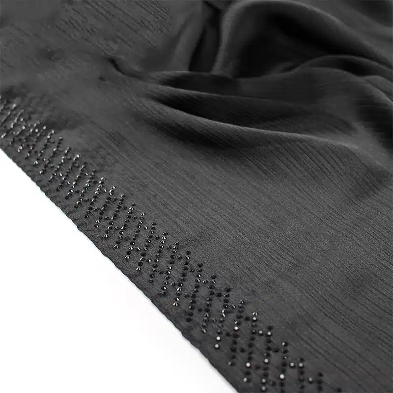 Silk Crinkle Black Beaded Hijab