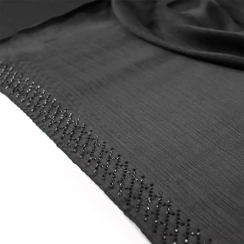 Buy Black Silk Crinkle Beaded Hijab Scarf Online, Amsons UK