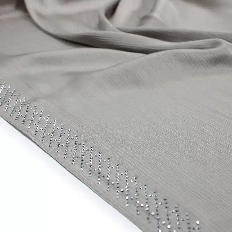 Silk Crinkle Grey Beaded Hijab