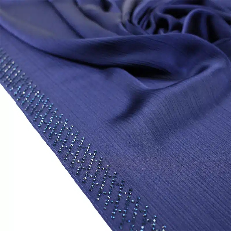 Silk Crinkle Navy Beaded Hijab