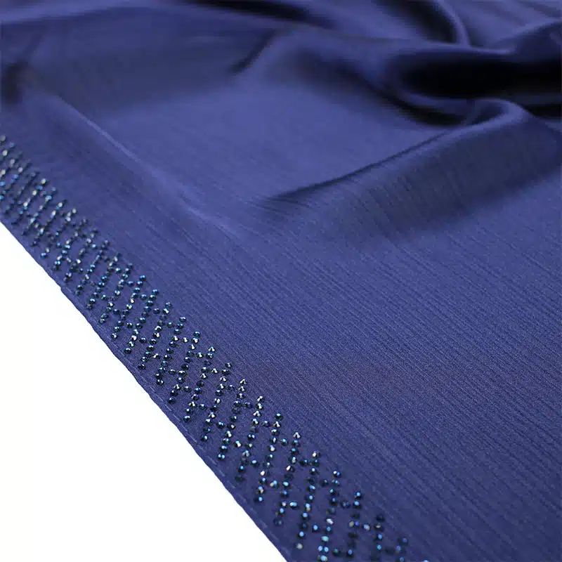 Order Navy Silk Crinkle Beaded Hijab Scarf Online, Amsons UK