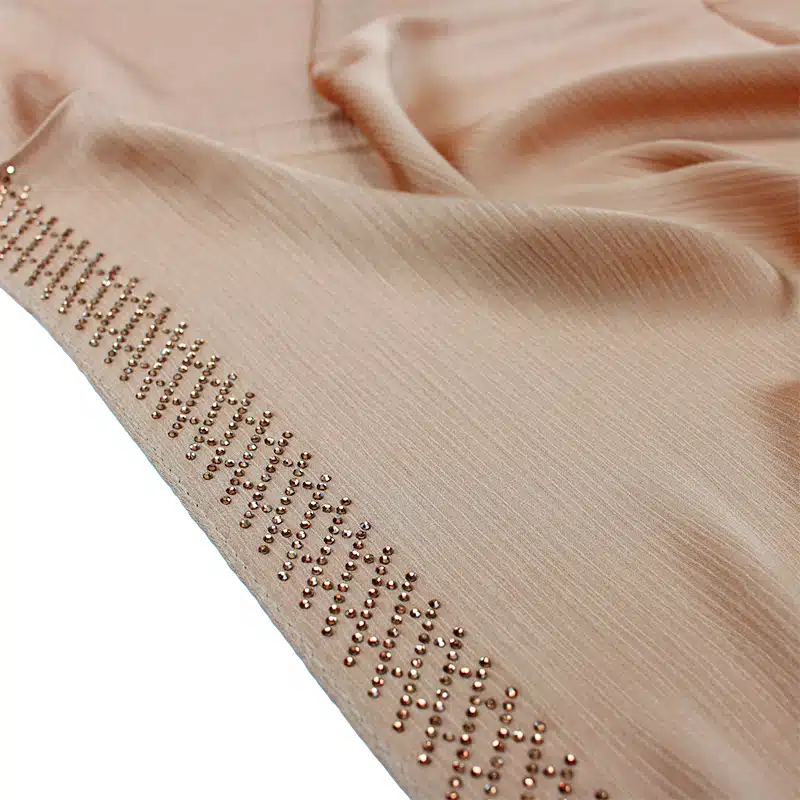 Silk Crinkle Beige Beaded Hijab