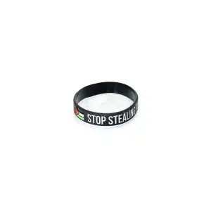 Black Color Stop Stealing Palestinian Land Wristband