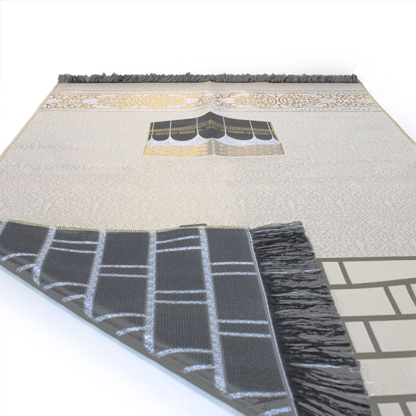 Cream Embroidered Kaaba Prayer Mat For Sale