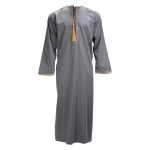 Grey Detailed Tasseled Thobe for Men