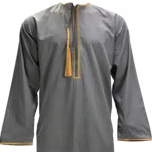 Buy Grey Detailed Tasseled Thobe for Men