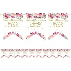 Shaadi Mubarak Bunting 10 Double Sided Flags