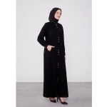 Women Black Classic Button Abaya