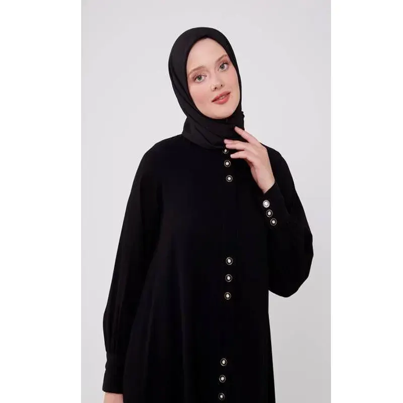 Buy Women Black Classic Button Abaya