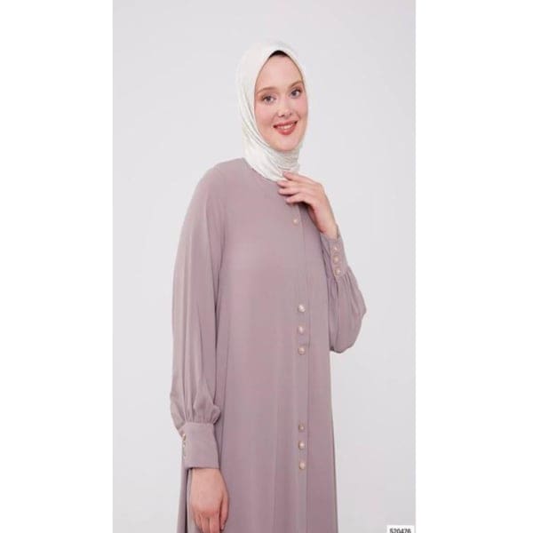 Shop Women Classic Blush Pink Button Abaya