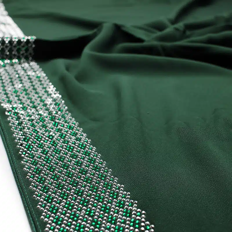 Detail Beaded Madinah Emerald Green Chiffon Hijab