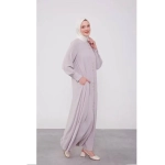 Women Faded Pink Classic Button Abaya