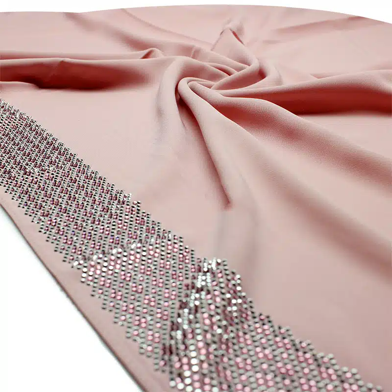 Detail Beaded Madinah Peach Chiffon Hijab