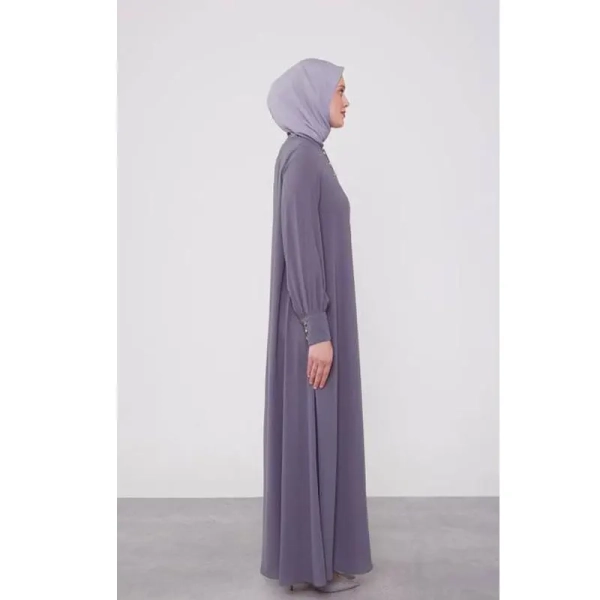 Order Women Grey Classic Button Abaya